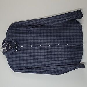 K8081 J. Crew Mercantile plaid button down blue cotton men's shirt size medium